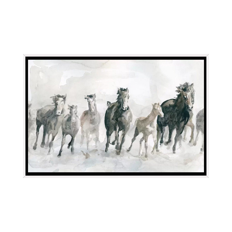 «Run Wild» par Carol Robinson - reproduction, Pas de tapis, H 32 po x l 48 po x 1,5 po, Toile blanche encadrée