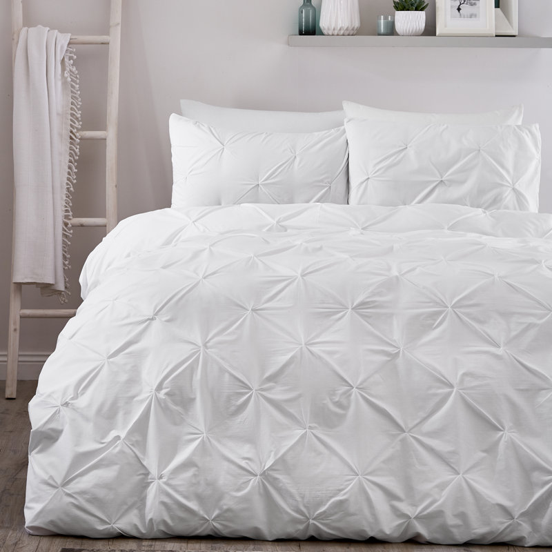 Roulf Polyester No Pattern Duvet Cover Set with Pillowcases, King Duvet Cover + 2 Standard Pillowcases, White