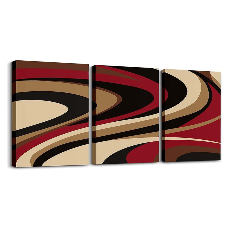 3 Piece Wrapped Canvas Print, Red