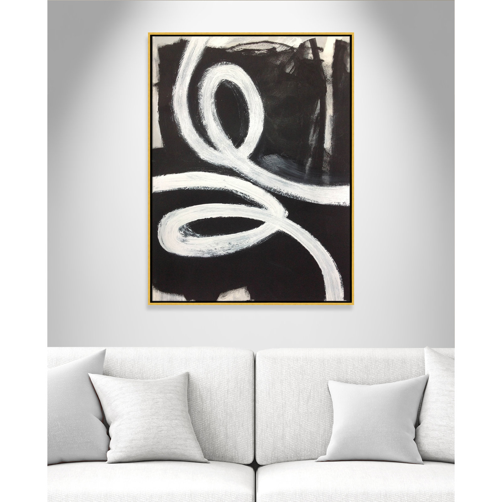 Bronte "Swirly Swirls I" Print, 41.5" H x 31.5" W x 2" D, Gold Floater Framed, No