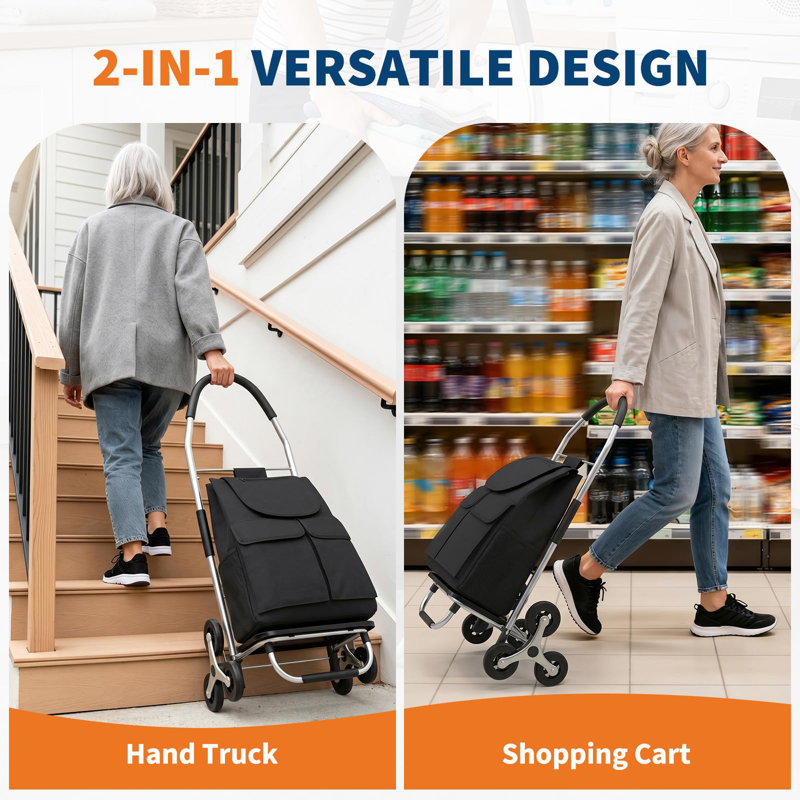  3-in-1 Folding Stair Climbing Hand Truck – 550 LBS Heavy Duty All-Terrain Dolly with 10 Wheels for Warehouse, Supermarket & Home Moving
