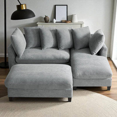 L-Shaped Upholstered Sectional Sofa With Movable Ottoman by Ebern Designs