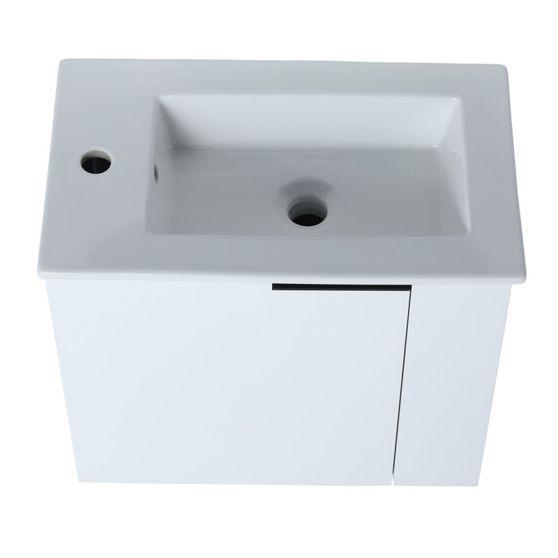 Meuble-lavabo de salle de bain avec lavabo, 22 po, fixation murale, porte à fermeture en douceur, petite apparence moderne