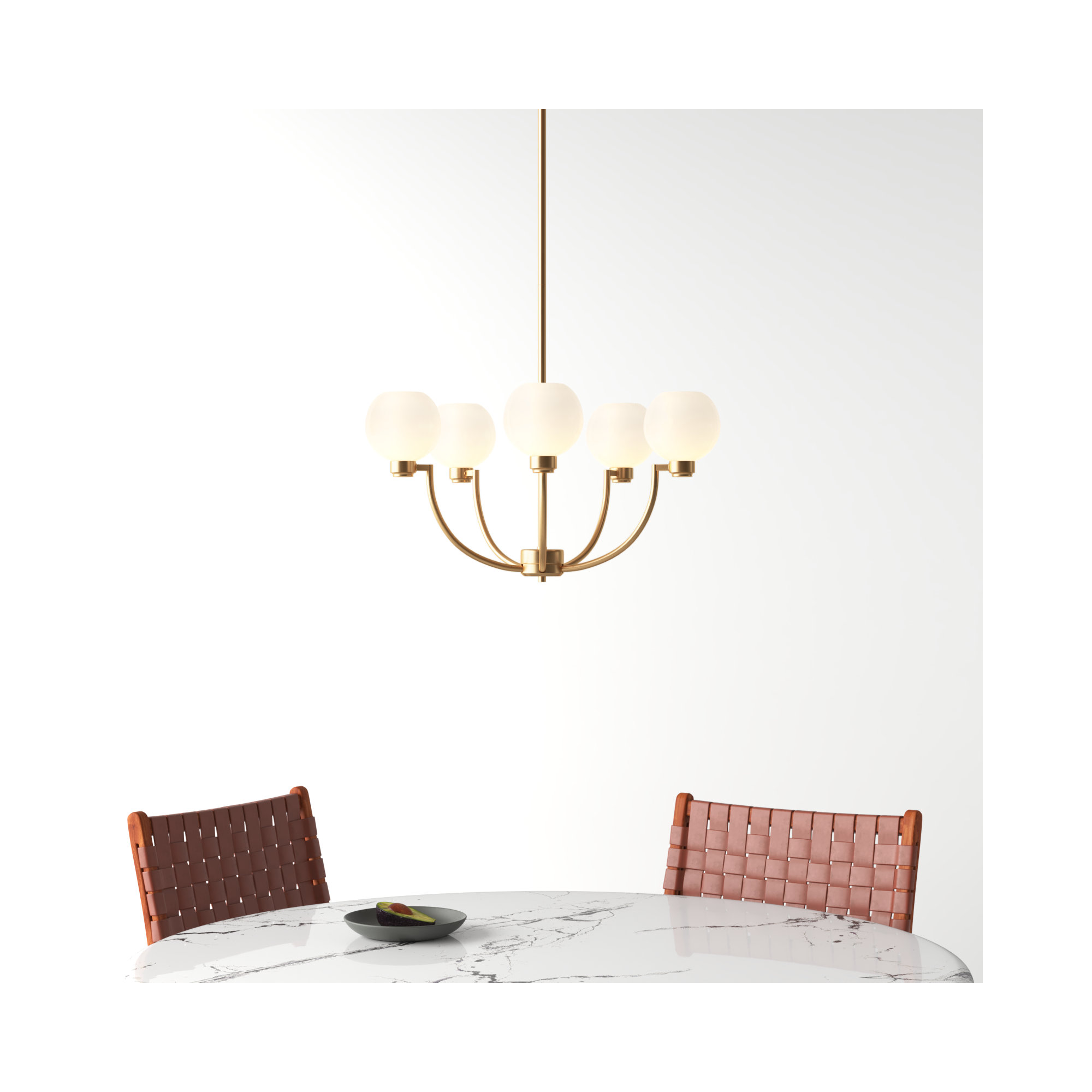 Andrea 5-Light Dimmable Metal Linear Chandelier, Satin Brass