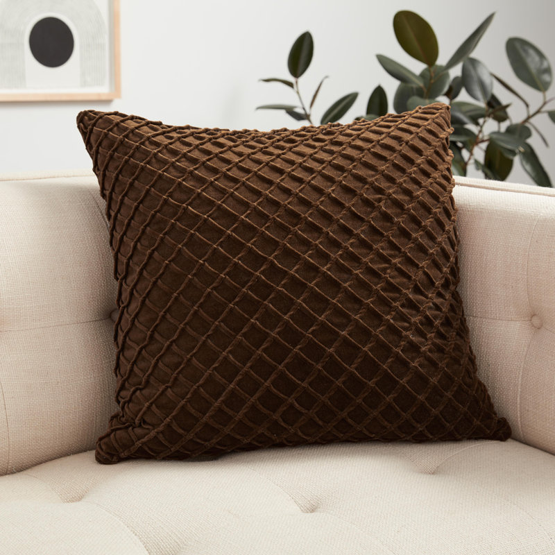 Brown Cotton 22" x 22" Textured Pillow Cover
