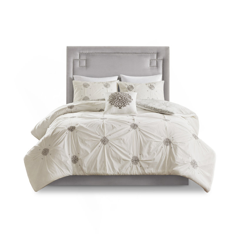 Ensemble de housse de couette réversible brodée 4 pièces, Grand + 3 pièces supplémentaires