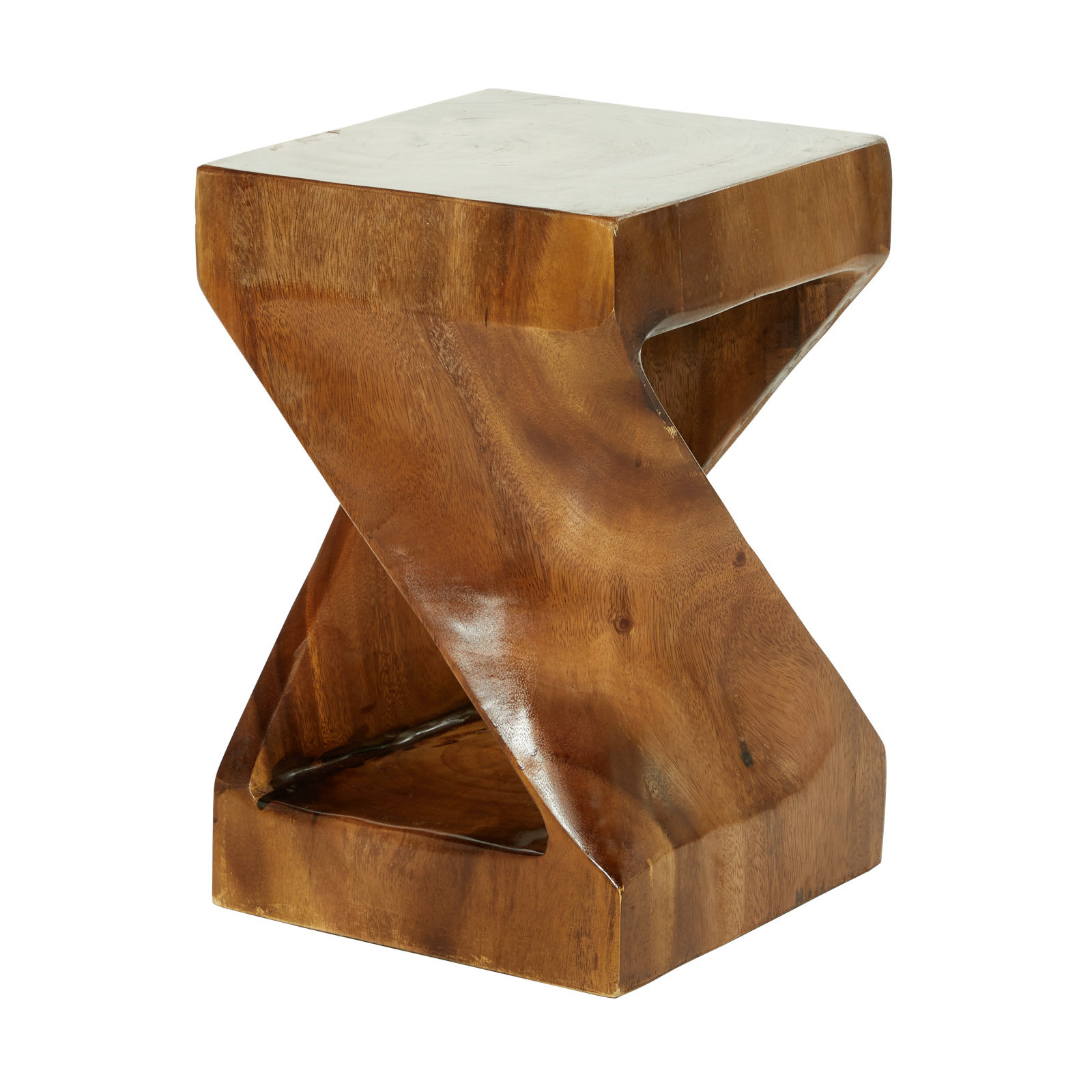 Solid Wood End Table, Brown, 18" H x 12" W x 12" D