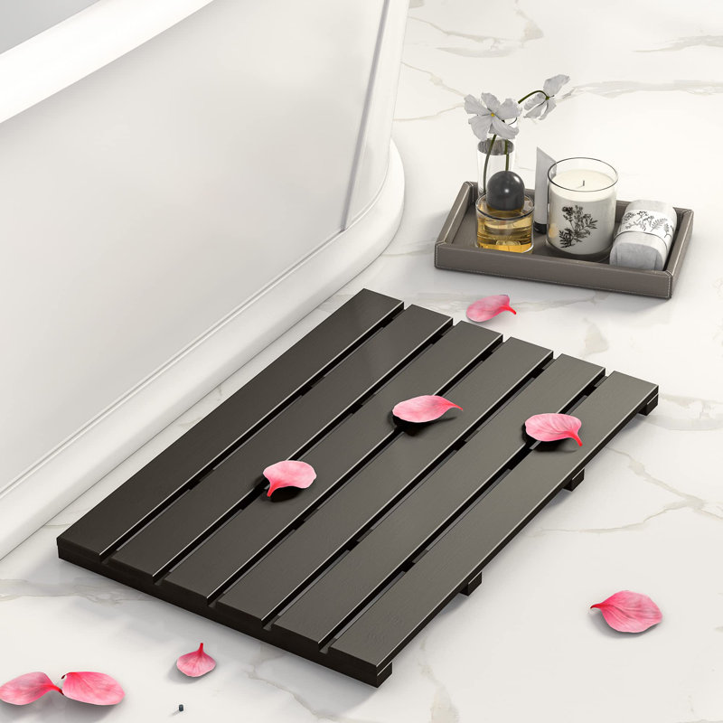 Tapis de douche en bois et bambou