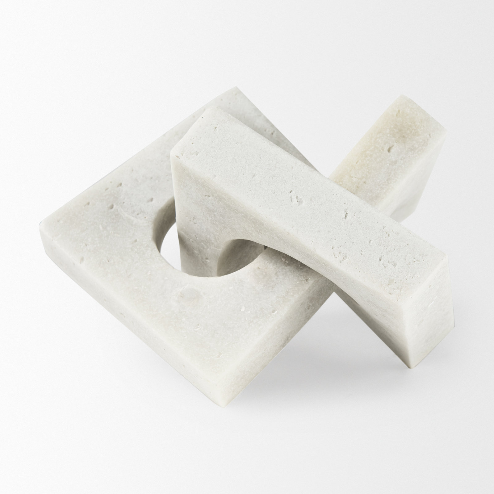 Arvis Granite Resin Sculpture Decorative Object, White, 8" H x 12" W x 12" D