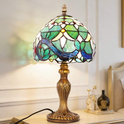 1-Light Tiffany Style Stained Glass Table Lamp,14.7 Inch Vintage Desk Lamp