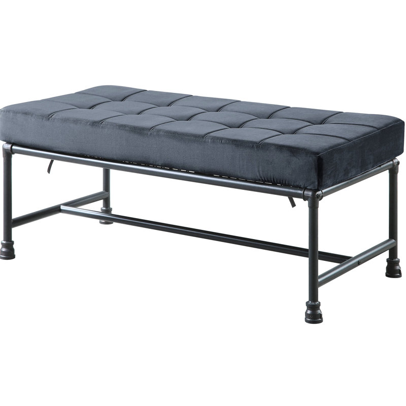 Grey Bench With Industrial Metal Legs - Enhance Your Bedroom's Appeal Bedroom D20 Foam Cushion And