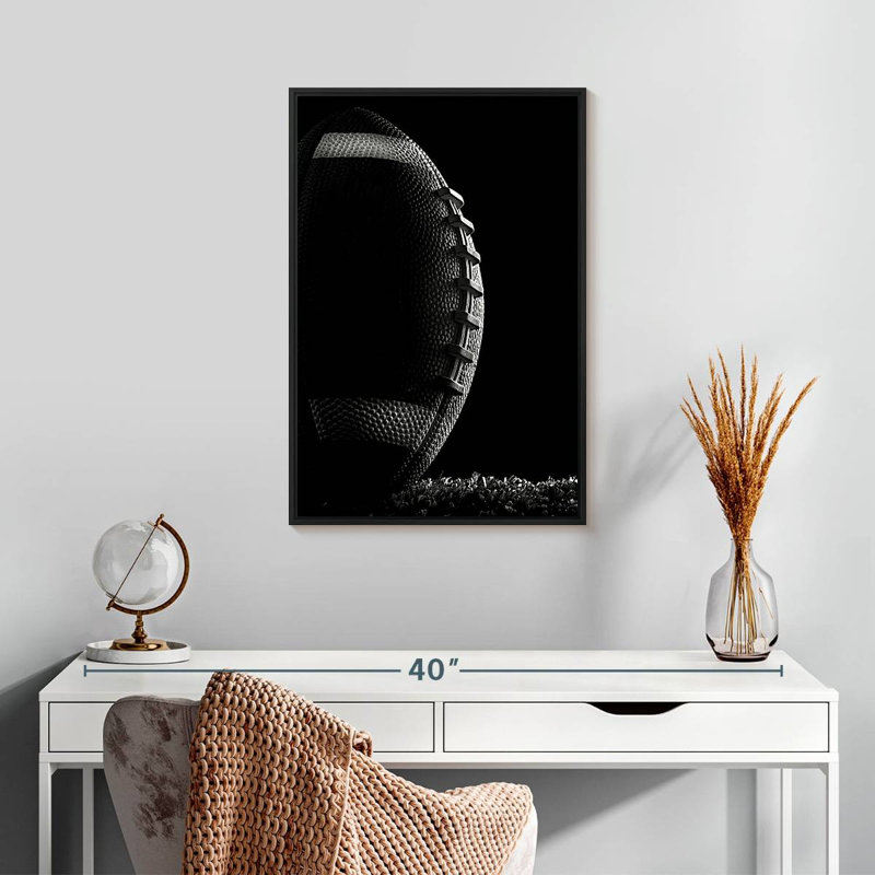Football monochrome, Cadre flottant noir, 17 po x 25 po