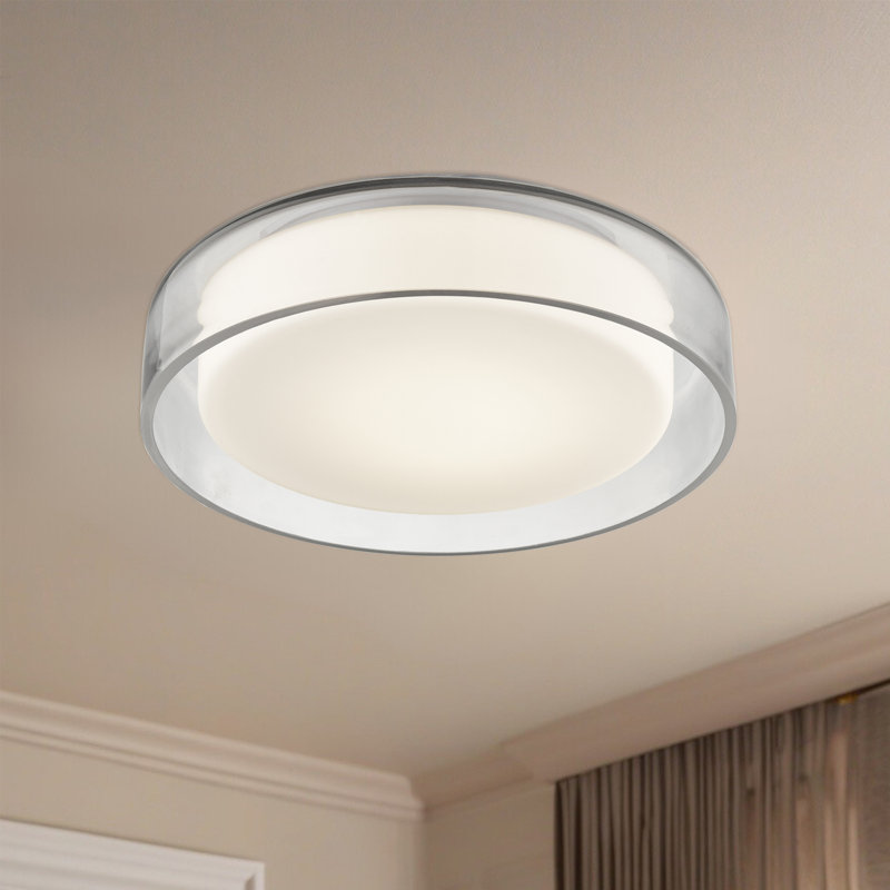 Clear Glass Drum LED Flush Mount Light