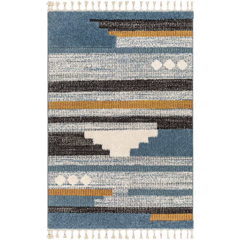 Brookhaven bleu / gris / blanc Merced, Rectangle 5 pi 3 po x 7 pi