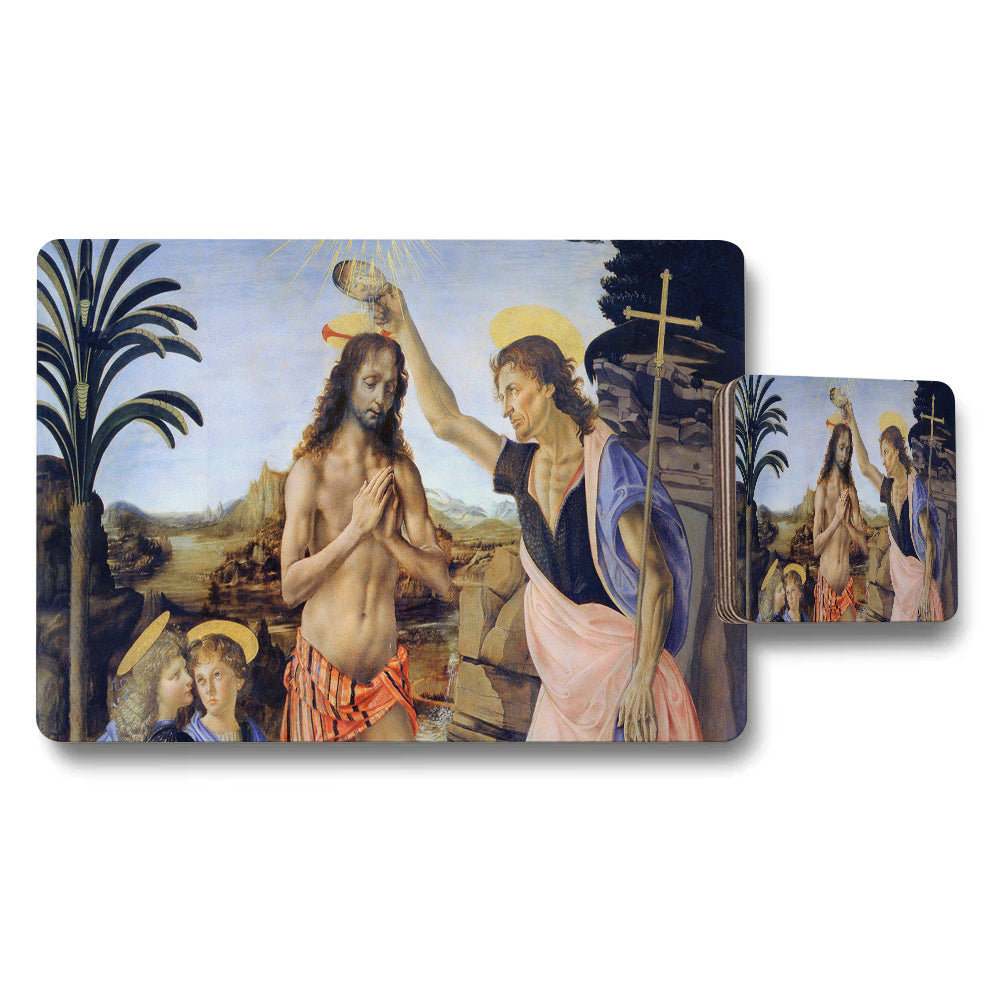 Baptism Of Christ Placemat And Coaster Set With Classic Art Print