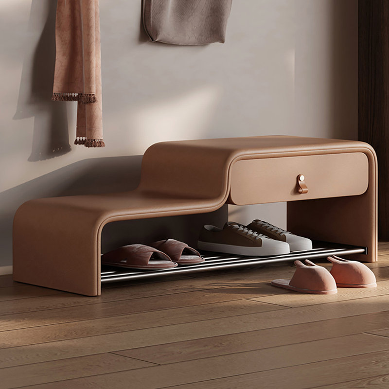 Banc à chaussures en cuir 47,2 po, Orange