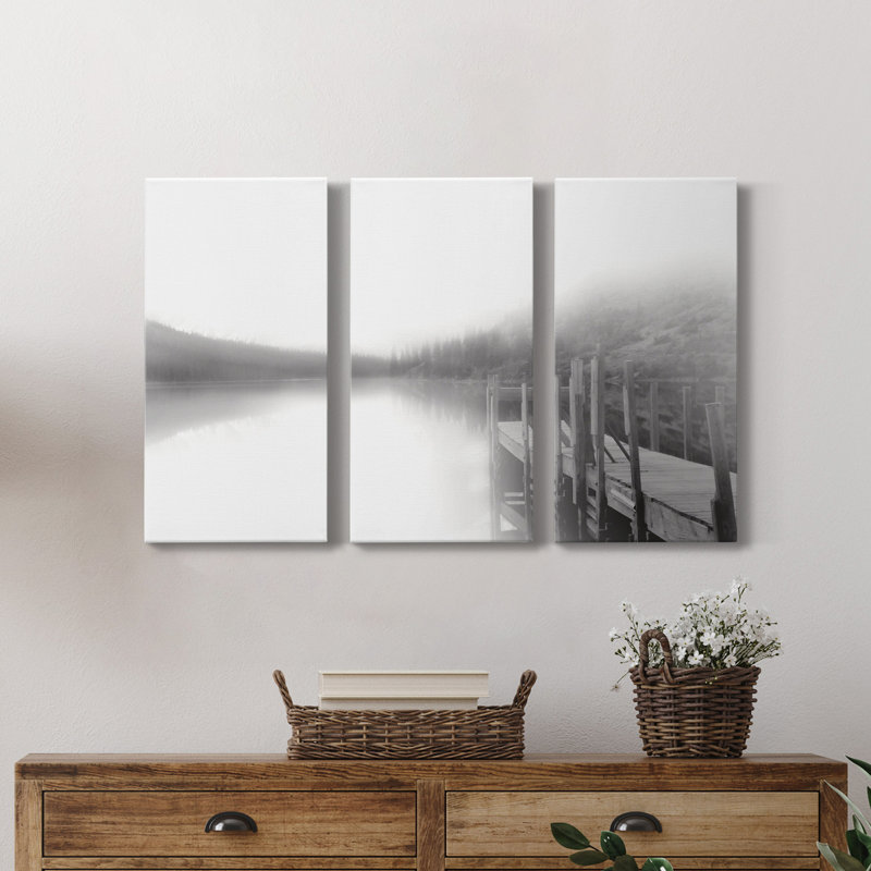" Mist On The Docks " 3 - Pieces, 18" H x 36" W x 1" D