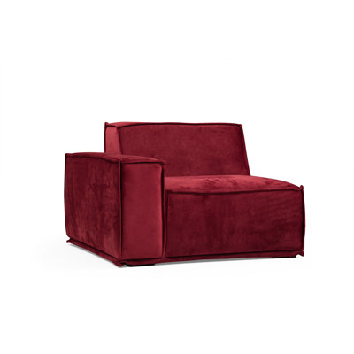 Burgundy Corner Sofa with Beech Wood & Chipboard Frame, 118.1 x 66.9 x 29.9 inches | 100% Polyester Fabric, 28 DNS Soft Foam & 24 DNS Feather | Includes 4 Pillows | Stylish, Comfortable, Easy to Clean, Modern Design