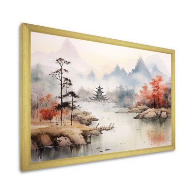 Orange, paysage chinois tranquille sérénité II - Chine, art mural