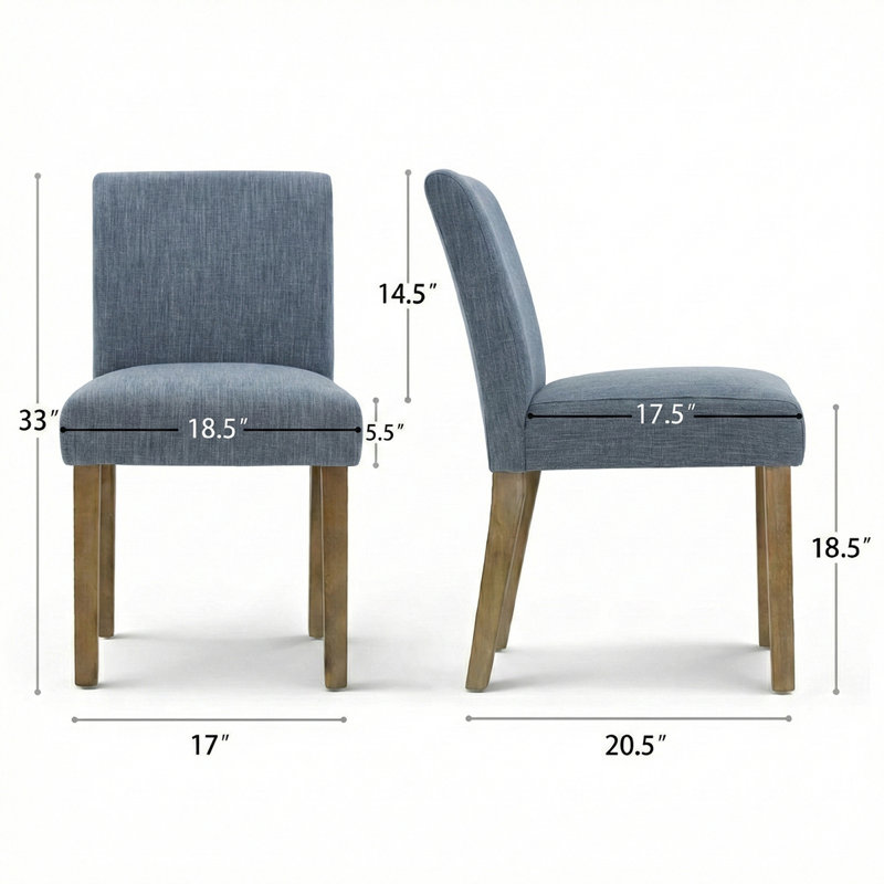 Encline 18.5" Stain Resistant Linen Dining Chair, Blue