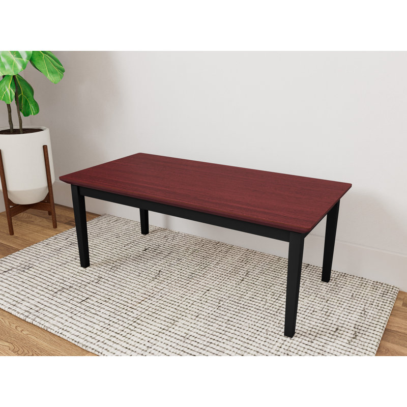 Lenox Steel Waiting Reception Coffee Table Metal Frame 40x20" High Pressure Laminate Top, Chelsea Mahogany, Black