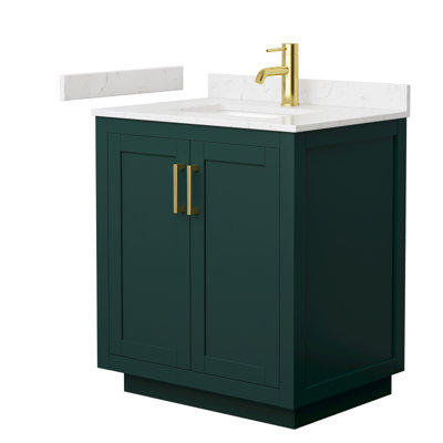 Ensemble de meuble-lavabo simple autoportant 30 po avec plateau en marbre Miranda