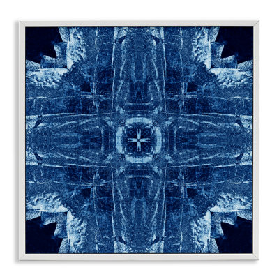 Navy Blue Geometric Shapes Framed Giclee Art by El Perkin