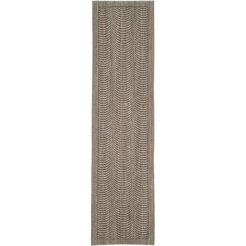 Tapis de couleur unie en sisal et en jute à tissage jacquard Fiske, Tapis de couloir 2 pi 3 po x 10 pi