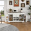 Buffet rustique de style campagnard avec armoire de rangement, tablette réglable et plateau en bois pour l'organisation de la salle à manger et du salon