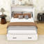 Grand lit escamotable style ferme avec station de charge, lit plateforme pliable avec grand tiroir de rangement pour chambre d'amis, petite chambre-1562058984-1562058985