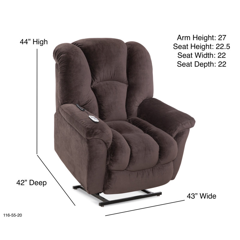 Saish Upholstered Lift Assist Power Recliner, Dark Brown Polyester