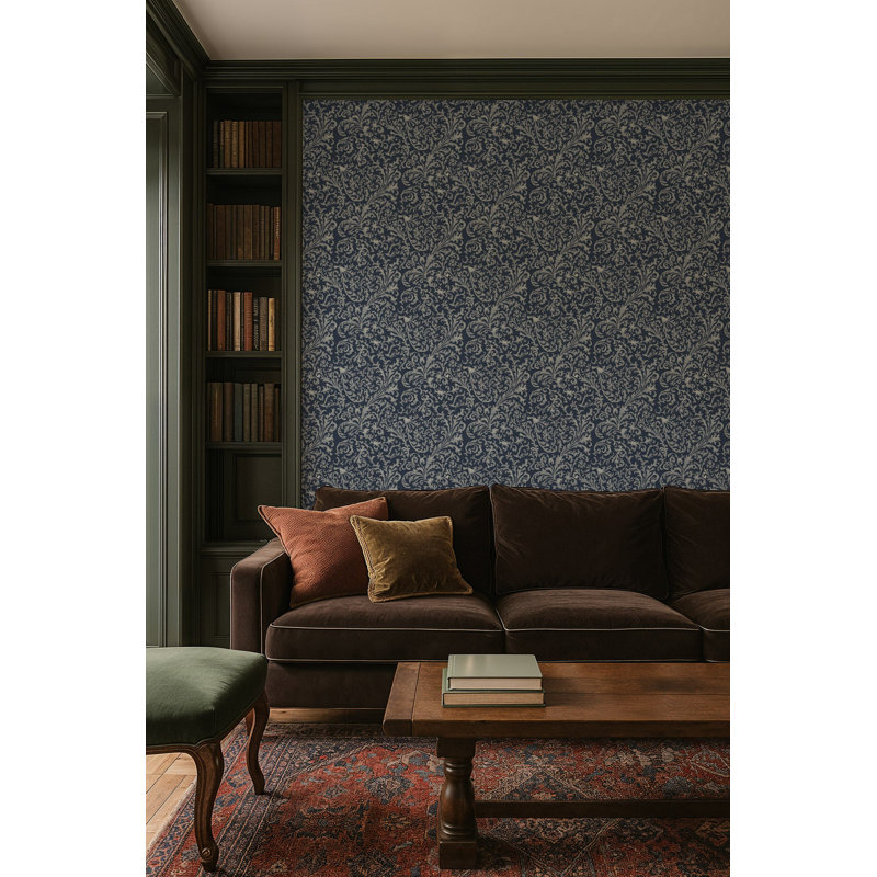 Florentine Vine - Deep Blue Wallpaper