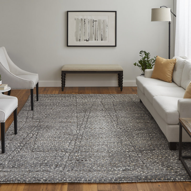 Dering Modern Polka Dots, Gray/Tan/Taupe Area Rug, Rectangle 5' x 8'