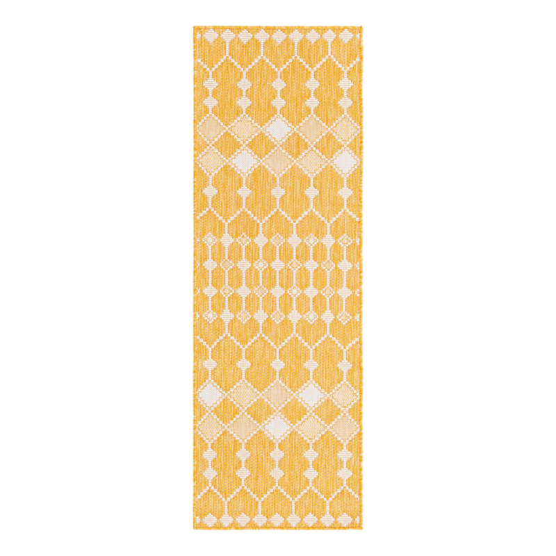 Tapis intérieur / extérieur jaune Artressia, Tapis de couloir 2 pi x 6 pi 1 po