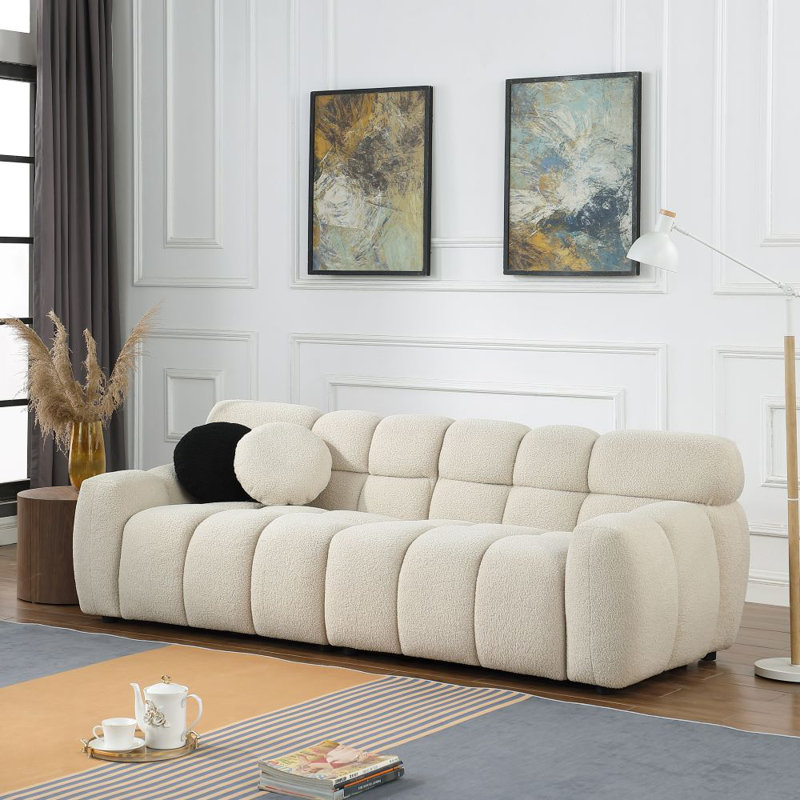 Daviya 86.5" Upholstered Sofa, 28" H x 86.5" W x 36" D, Beige
