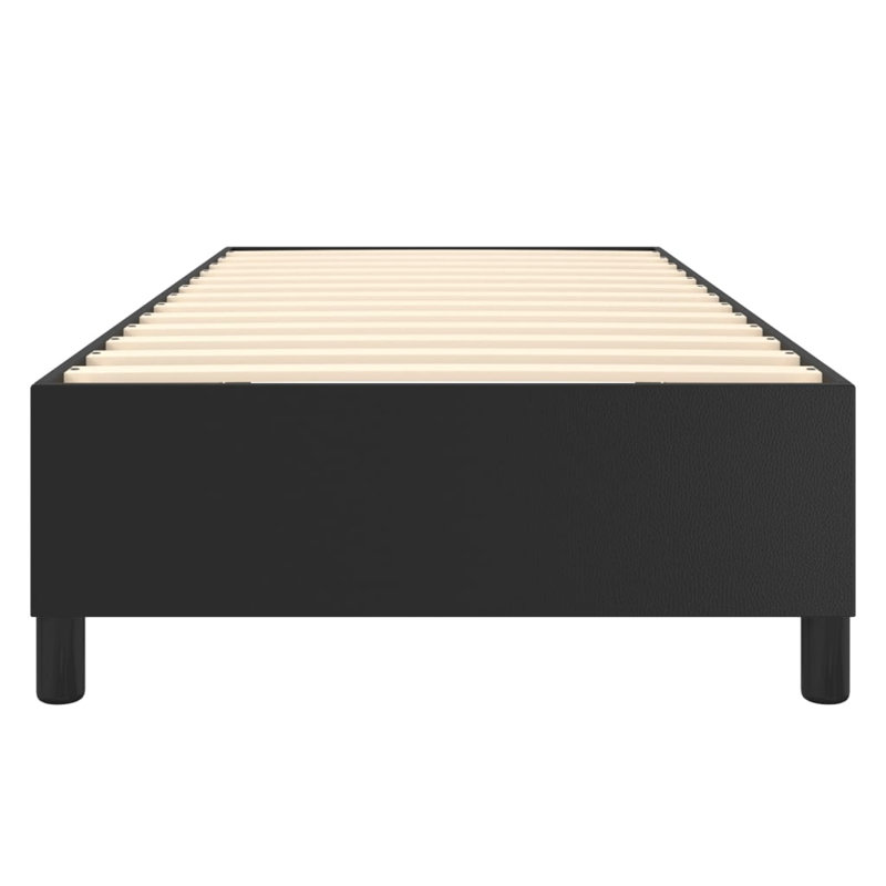 Box Spring Bed Frame Black Twin XL Faux Leather , Twin XL, Black