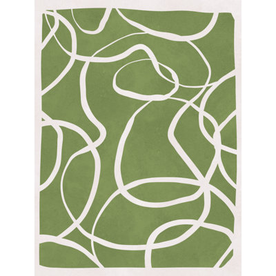 Flowing Green Lines Print by Other Artist