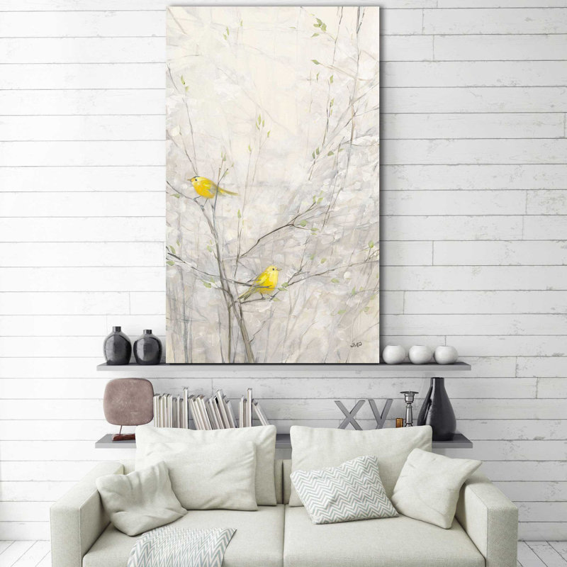 Oiseaux dans les arbres II par Julia Purinton - Peinture, Toile tendue, H 40 po x l 24 po x P 1,5 po