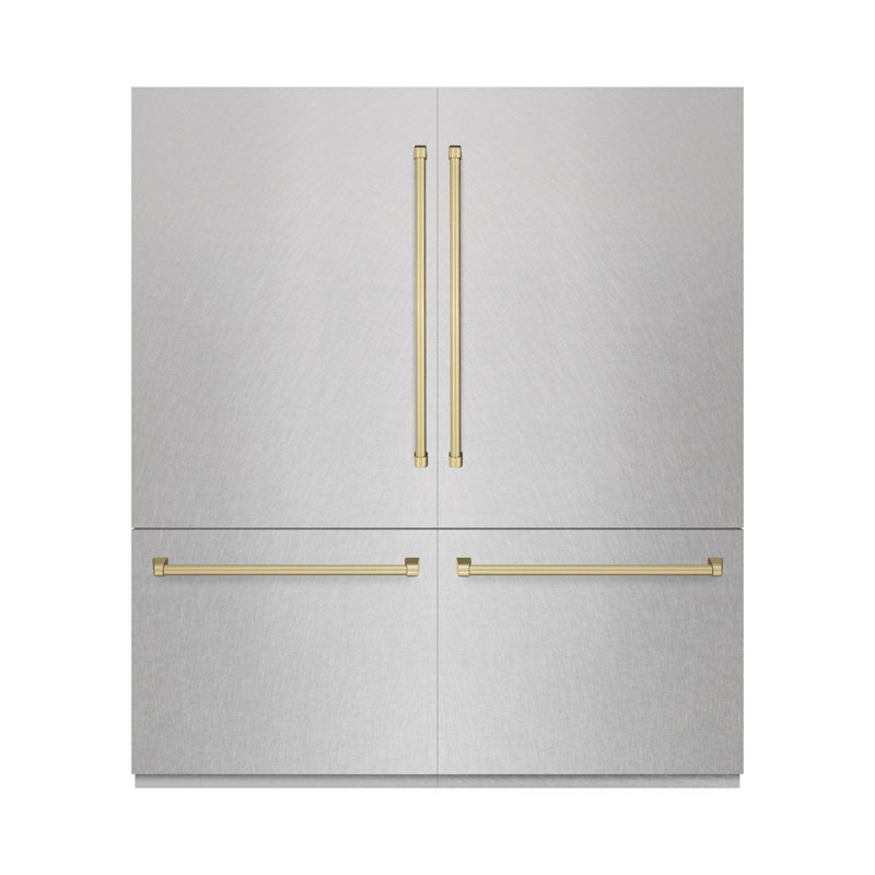 ZLINE Autograph Edition 72 in. 39.6 cu. ft. French Door Built-In Bottom Freezer Refrigerator with Water Dispensers and Ice Makers in Black Stainless Steel with Graphite Gray Interior and Accents