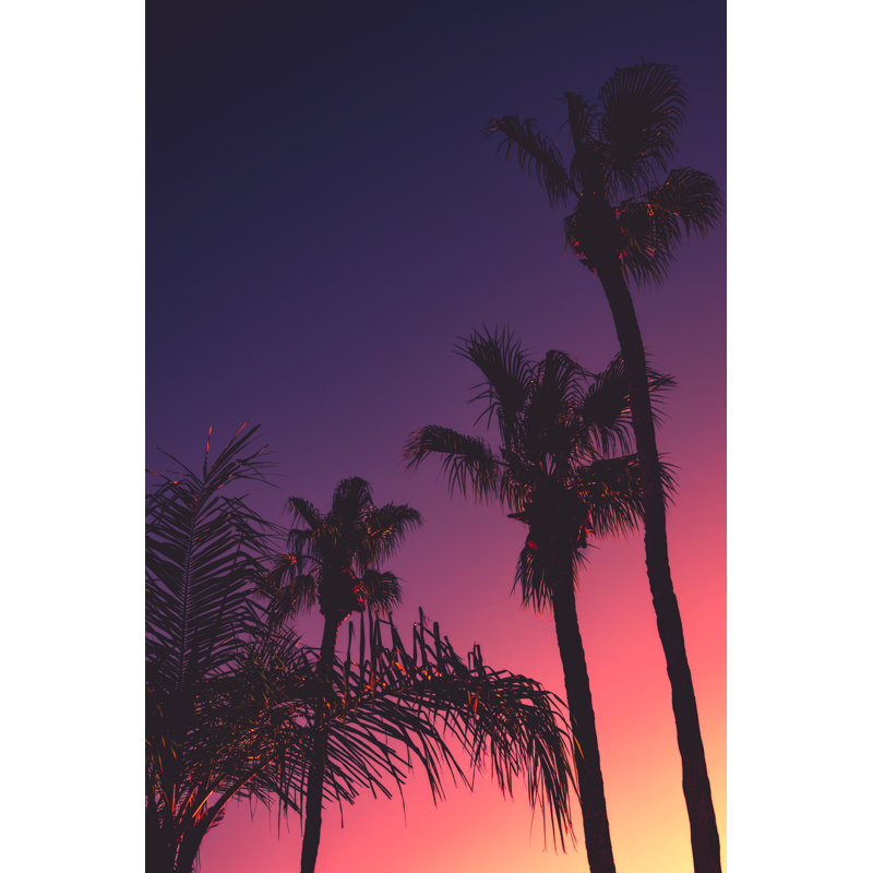 Palm Trees At Sunset by Yvonnestewarthenderson - Wrapped Canvas Print, 46cm H x 30cm W x 3.8cm D
