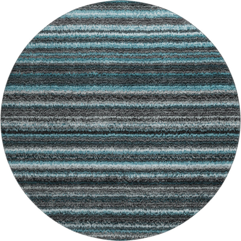 Premium Machine Washable Cerrito AMF598 Teal Rug, Round 8'