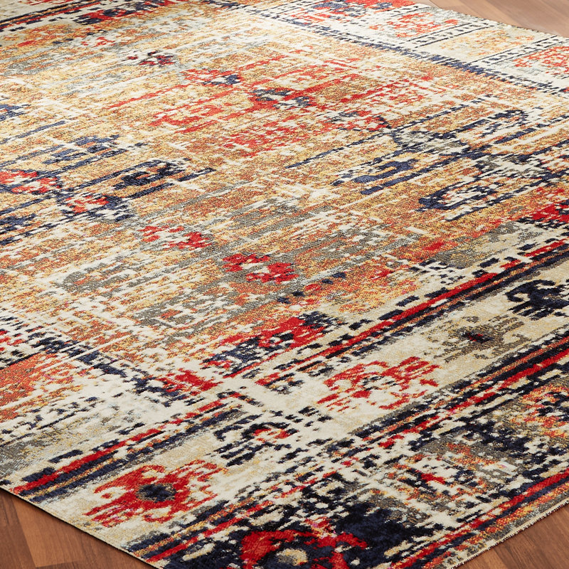 Davison Southwestern Area Rug in Gold, Rectangle 2' x 3'