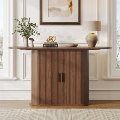 Modern 55.12'' Console Table with Double Door Storage Cabinet for Hallway or Living Room