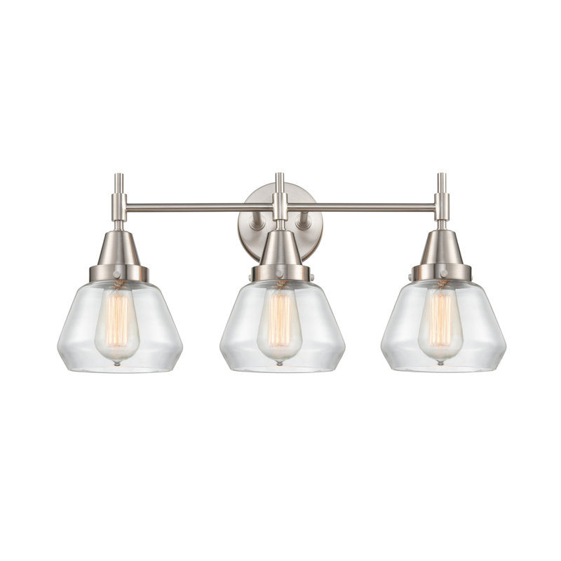 Éclairage pour meuble-lavabo 3 lumières 25 po Caden Fulton - fini noir mat - abat-jour fumé clair, Nickel satiné, Transparent