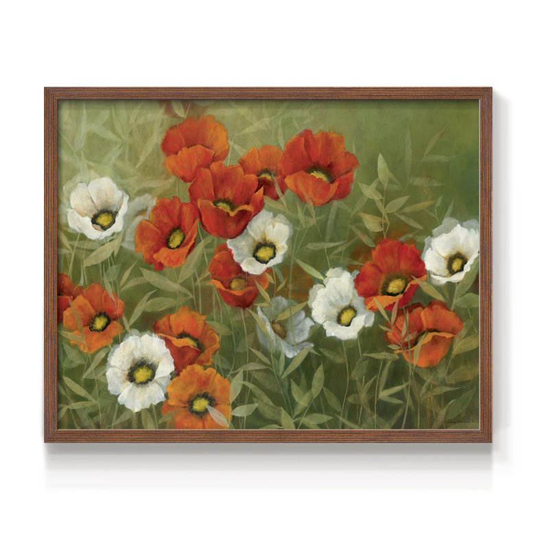 Symphonie de coquelicot - reproduction encadrée, H 11 po x l 14 po, Noyer