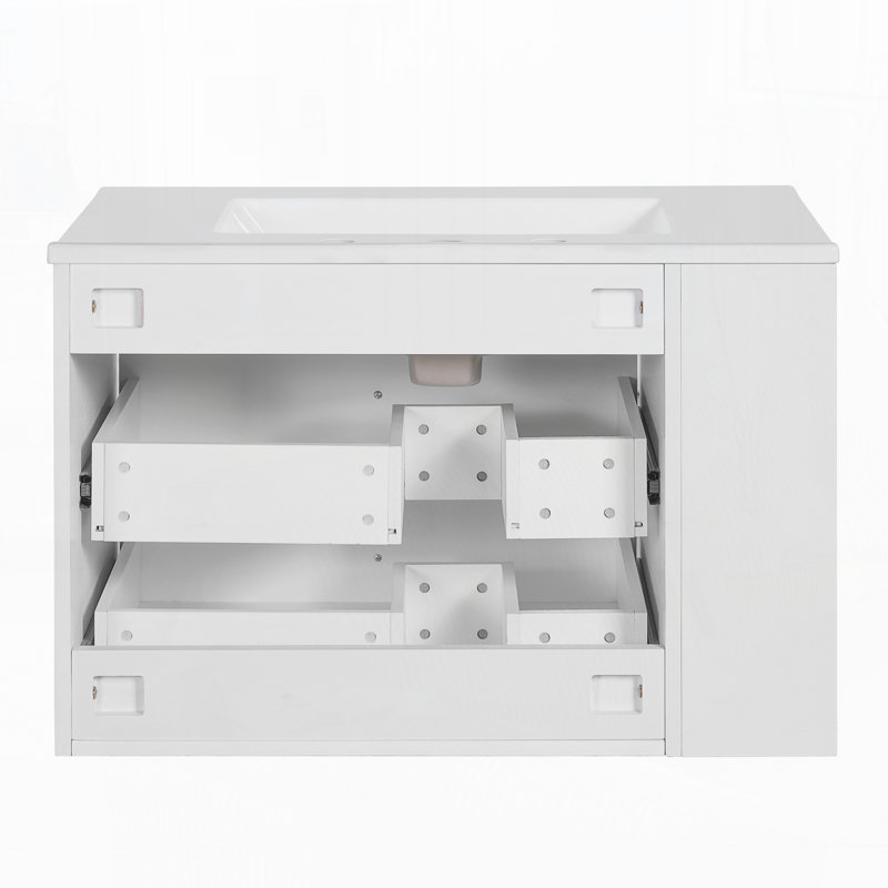 Meuble-lavabo mural 30 po avec 2 tiroirs, Blanc