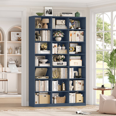 86"H X 47.2"W 7-Tier Standard Wood Storage Bookcase