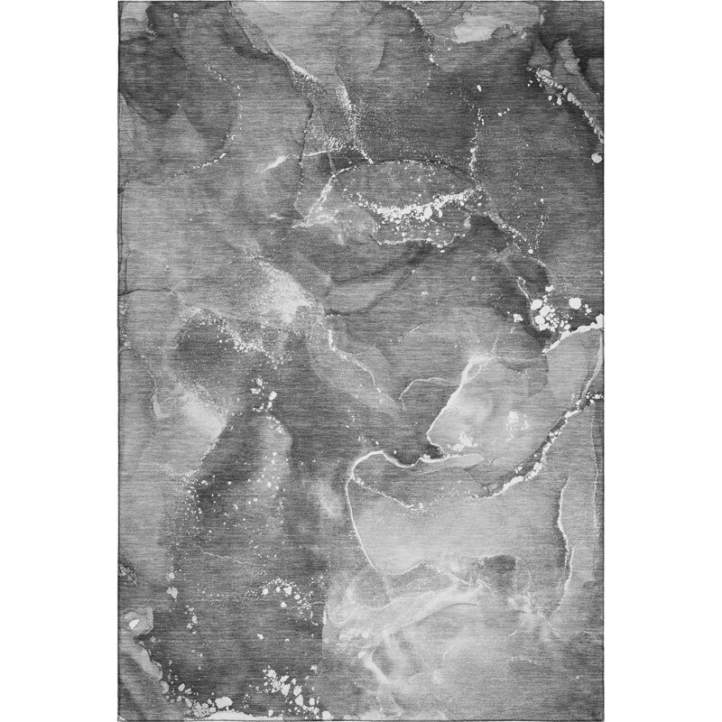 Tapis gris Cerrito AMF518 lavable à la machine de qualité supérieure, Rectangulaire 3 pi x 5 pi