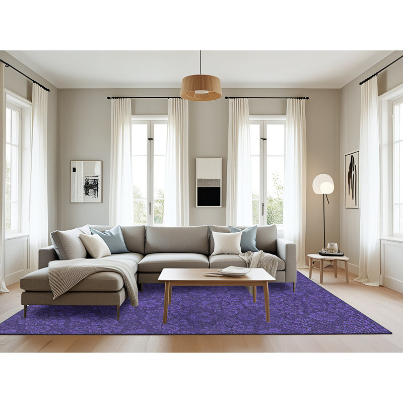 Tapis de zone mauve à motifs Opheim, Rectangle 8 pi x 10 pi