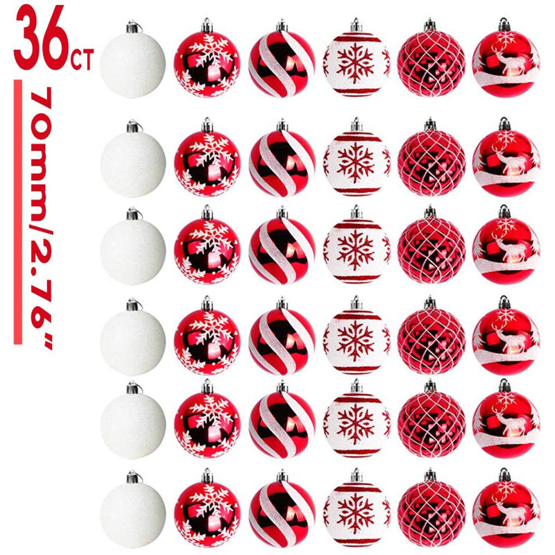 Ensemble d'ornements en boule 36 pièces
